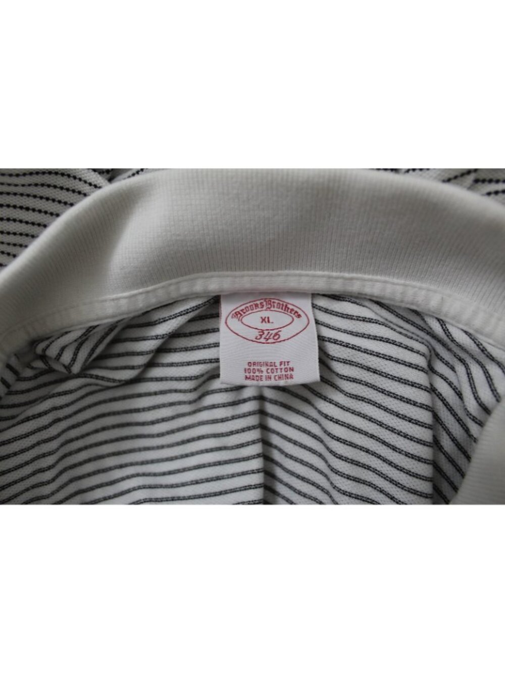Brooks Brothers 346 Mens XL White Navy Striped Cotton Pique Polo Shirt Original - Picture 4 of 4